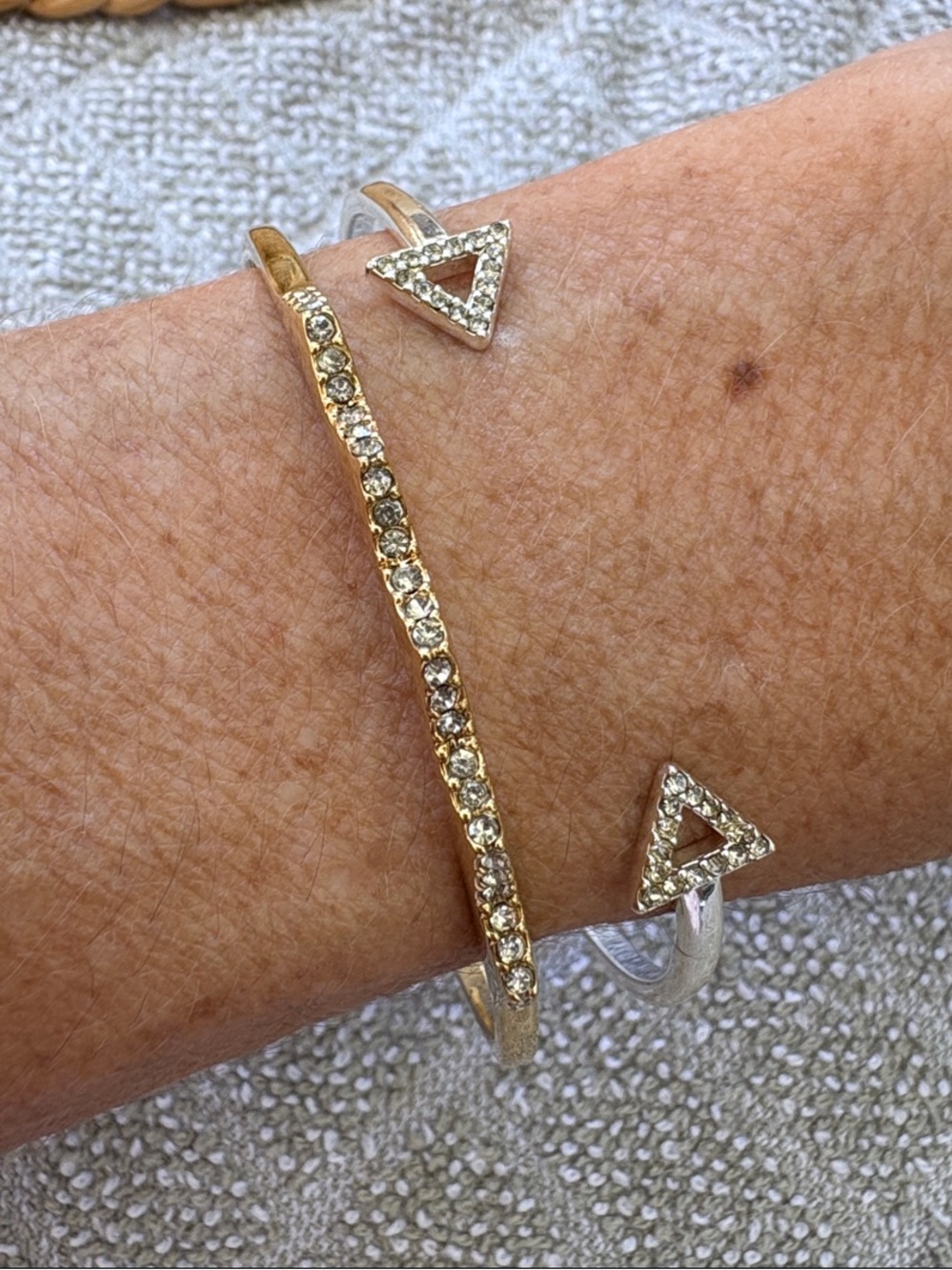 Stella & Dot Gold and Silver Crystal Open Cuff Bracelets
